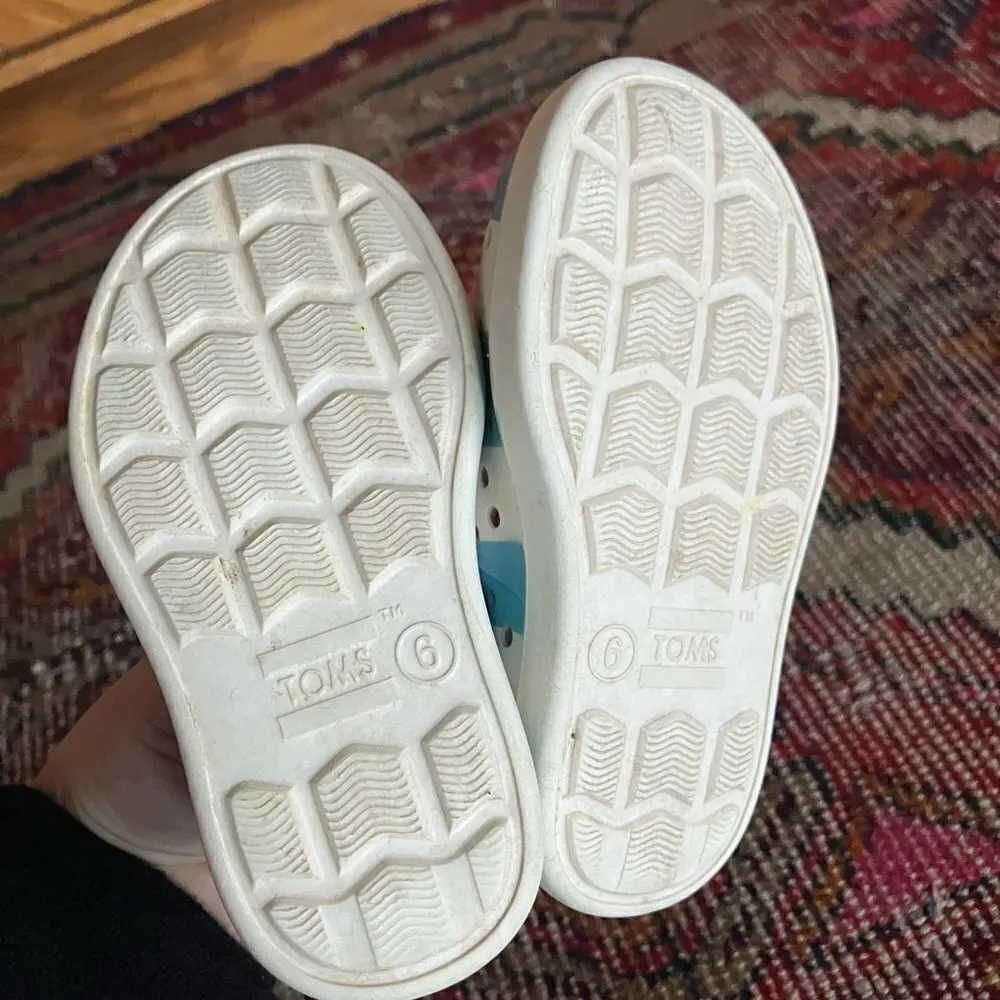 Toms Blue and White Shoes with Slip-On Style and Ventilated Design